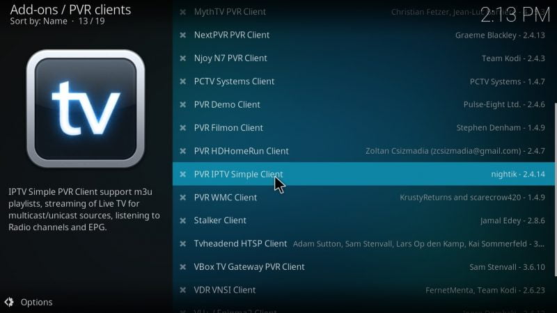 KODI PVR client